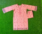 Premium 2-Piece Embroidered Cotton Kurti Set – Pink